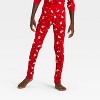 Kids' Ribbed Long Sleeve Shirt and Pants Holiday Matching Family Pajama Set - Wondershop™ Red - 4 of 4