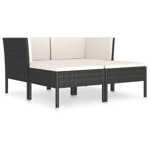 vidaXL Garden Furniture Set Black and Cream White - 1 of 4