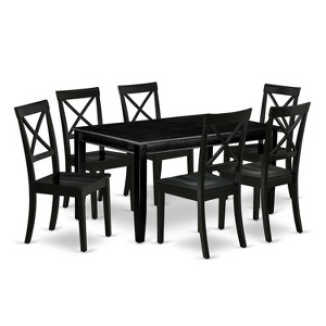 Mediterranean Dining Set 7 Piece - Table & 6 Chairs - 36x60 Inch - Black Finish - HomeStock - 1 of 4