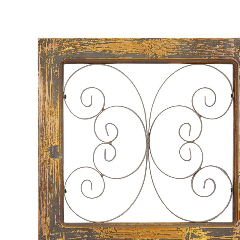 36&#34; x 14&#34; Wood Scroll Window Inspired Wall Decor with Metal Scrollwork Relief Brown - Olivia &#38; May, 5 of 18