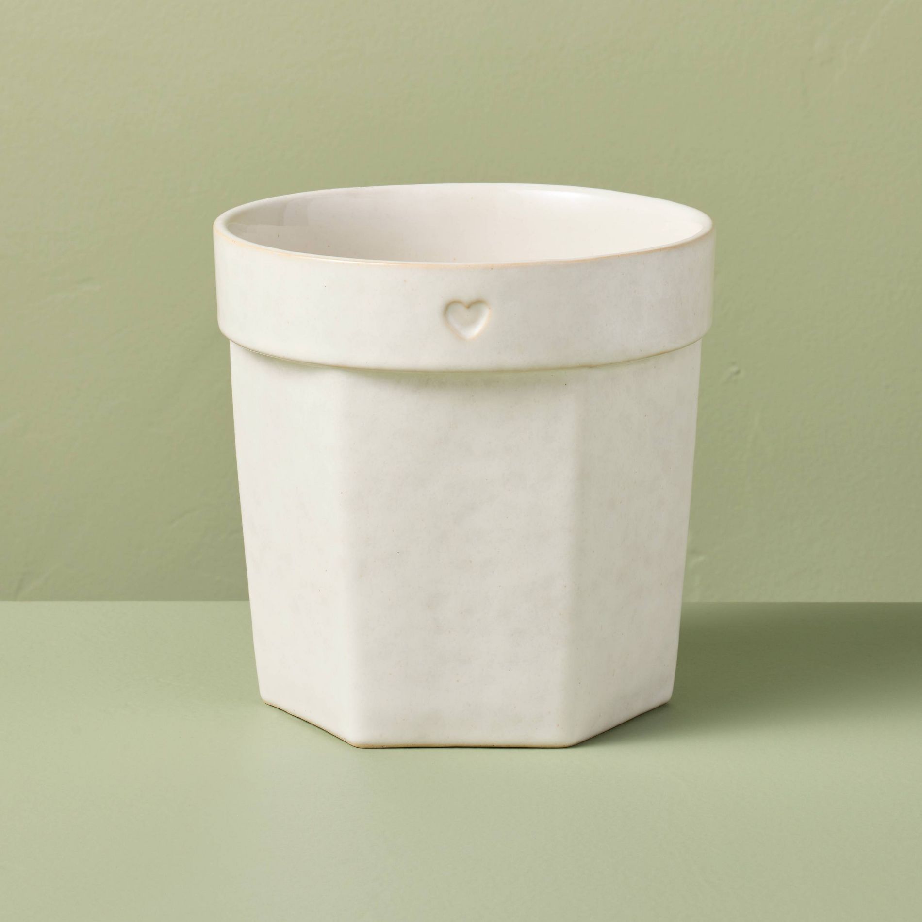 6" Ceramic Planter Pot with Heart Sour Cream - Hearth & Hand™ with Magnolia