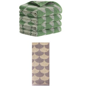 REGALWOVEN 5 Pack Cotton Soft Absorbent Geometric Pattern Hand Towels 13" x 29" - 1 of 4