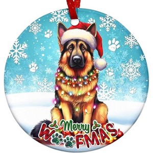 Lomsoe 2025 Christmas Ornament Dog with Santa Hat Ceramic Dog Christmas Tree Decoration Dog Lovers Gift Christmas Tree Ornament Christmas Gift - 1 of 1