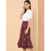 INSPIRE CHIC Women's Chiffon Elastic Waist Ruffle Tiered Flowy Midi Floral Printed Skirts - 4 of 4