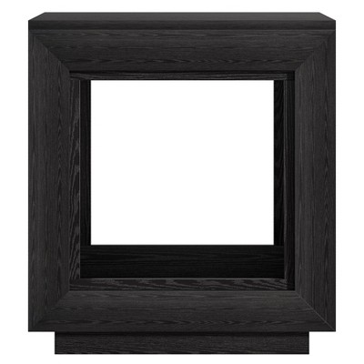 Lirago,Wooden Square End Table-Black Finish with Storage, Nightstand for Bedroom & Living Room