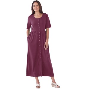 Woman Within Plus Size Button-Front Essential Dress - 1 of 4