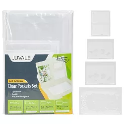Crystal Clear Plastic Pockets Open on Short Side Juvale 100-Pack Self-Adhesive Business Card Holders 3.7 x 2.3 Inches Ideal for Organizing and Safe Archiving of Your Business Cards 