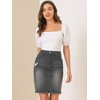 INSPIRE CHIC Women's Basic Distressed High Waist Ripped Hem Washed Jeans Skirt - image 2 of 4