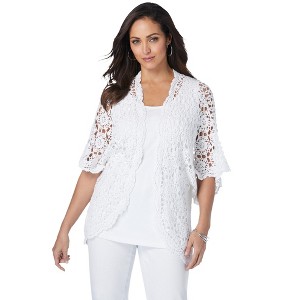 Jessica London Women's Plus Size Crochet Cardigan - 1 of 4