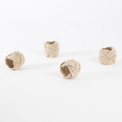 Ivory Braided Jute Napkin Rings Set of 4