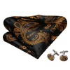 Men's Black And Gold Paisley 100% Silk Self Tie Bow Tie Pocket Square Cufflinks Set - 4 of 4
