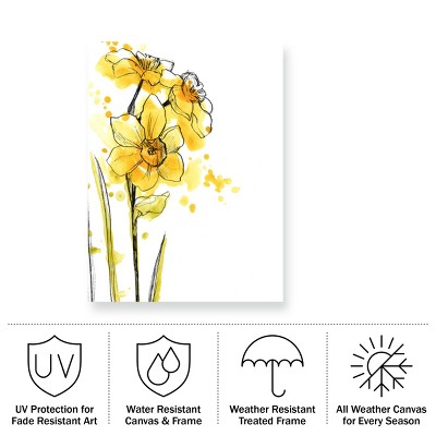 June Erica Vess Yellow Floral Outdoor Canvas Print 35x47