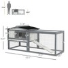 Large Rabbit Cage Outdoor 61"L Guinea Pig Hutch w/ Run Feeding Trough Removable Tray Ramp Asphalt Roof - 3 of 4