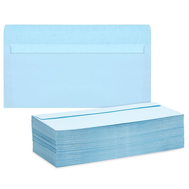 Juvale 100 Pack #10 Light Blue Business Envelopes with Square Flap for Invitations, Mailing, 4 1/8 x 9 1/2 In, 1 of 9