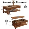 47" Vintage Lift-Top Coffee Table with Storage, Solid Wood Legs 2-Tier Center Table, Rustic Cocktail Table for Living Room-Panipeachy - 4 of 4