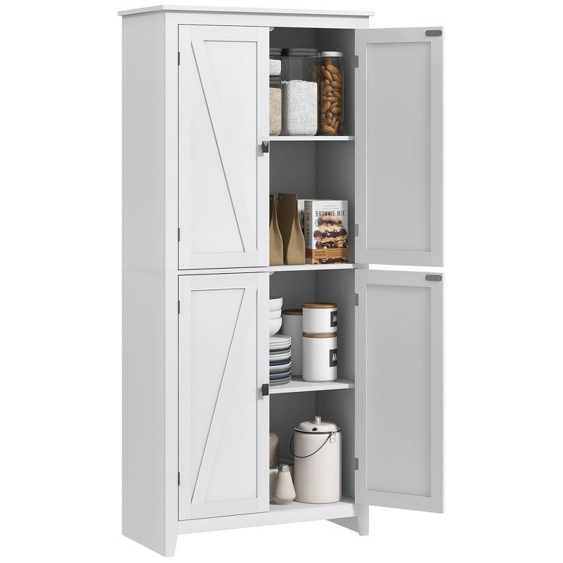 HOMCOM 72" Freestanding 4-Door Kitchen Pantry, Storage Cabinet Organizer with 4-Tiers, and Adjustable Shelves, 1 of 7