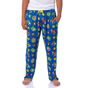 Nintendo Men's Super Mario Luigi Peach Yoshi AOP Soft Sleep Pajama Pants - 1 of 4