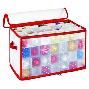 Simplify - 112ct Ornament Storage Organizer Red - 1 of 3