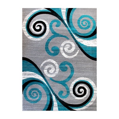 Emma and Oliver Scraped Look Ultra Soft Plush Pile Olefin Accent Rug in Swirl Pattern, Jute Backing