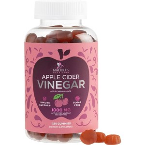 Vegan Apple Cider Vinegar Gummies 1000mg - Sugar Free ACV Vitamins Supplement - Gelatin-Free, Vegan, Non-GMO - 120 Gummies - 1 of 4