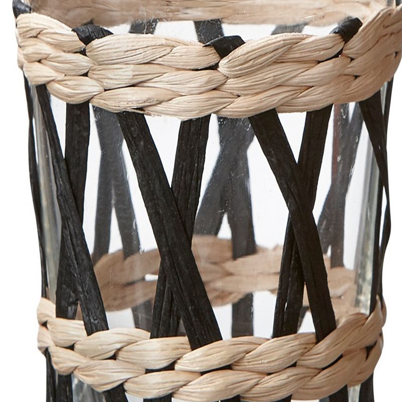 tagltd Island Collection Clear Glass High Ball Glass Drinkware with Black and Natural Cattail Braided Sleeve, 16 oz., 2 of 4