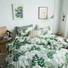 Tropical Green Duvet Cover Queen 100 Cotton Monstera Leaves Set with Zipper Ties 2 Pillowcases - 2 of 4