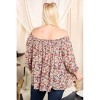 Women's Floral Smocked Off Shoulder Top - DAVI & DANI - 3 of 4
