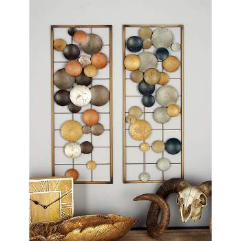 Set of 2 Metal Geometric Overlapping Round Cutouts Wall Decors - Olivia & May