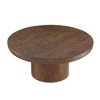 35.98inRound Coffee Table with Cylindrical Leg,Wood Veneer Tabletop Table,Rounded Sofa Side Table for living Room Office,Brown - 3 of 4