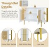 2-Door Elegant Curved Dining Cabinet with Gold Trim and Woven Rattan Doors for Dining Room (White) - 4 of 4