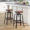 Elm Lane Radin Hammered Bronze Swivel Bar Stools Set of 2 Brown 29" High Industrial Adjustable Brown Seat with Footrest for Kitchen Counter Height - 2 of 4