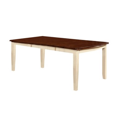 78" Drop Leaf Dining Table Brown/White - Benzara