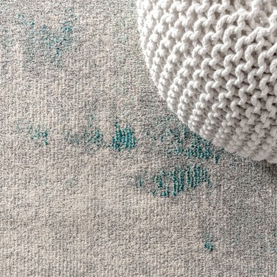 Serene Aqua Splash Abstract Square Rug - Easy Care 5'x5'