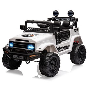 Electric Car for Kids, 12V Ride on Truck Car with Remote Control Spring Suspension, LED Lights, Music, 3 Speeds - 1 of 4