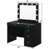 PAGED Vanity Desk with Mirror and Lights Wooden Makeup Vanity with Glass Top, 5 Drawers, Crystal Knobs for Bedroom - 2 of 4