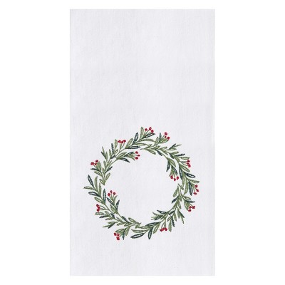 C&F Home Merry Holly Embroidered Flour Sack Cotton Kitchen Towel