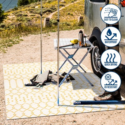 Yellow and Cream Geometric Flat Woven 8' x 10' Area Rug