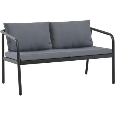 vidaXL Sofa Dark Grey Frame, Light Grey Cushions Aluminum, 100% Polyester