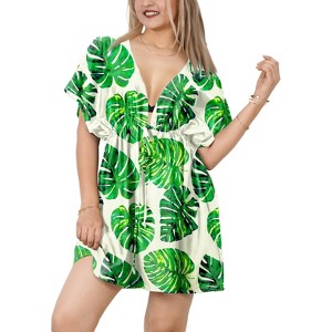 HAPPY BAY Women's Beachwear Summer Swim Beach Dress Cover Ups for Swimwear Women Short Fall Swimsuit Coverups for Women Tops XL-XXL Leaves, Green - 1 of 4