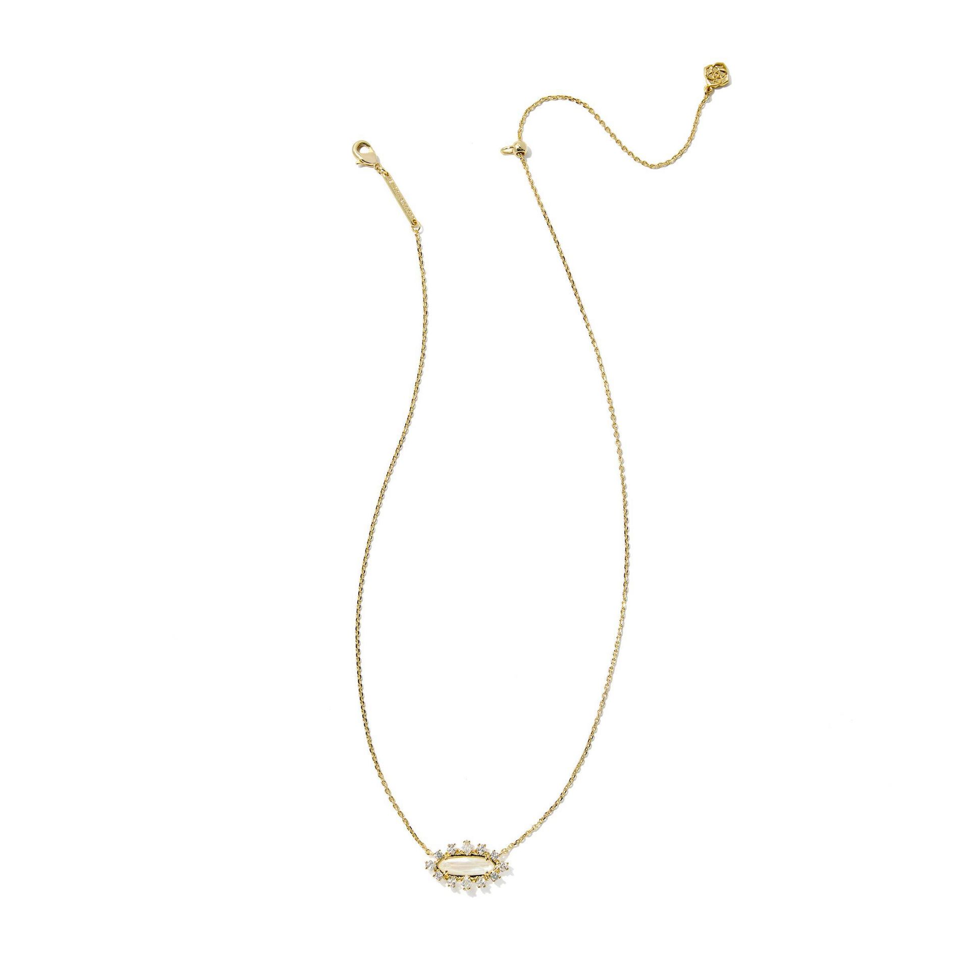 Kendra Scott Eva Crystal Framed Pendant Necklace - Gold/White Mix