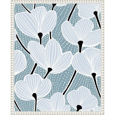 Modern Poppy I White and Blue Canvas Wall Art