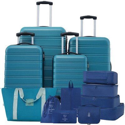 Luggage Set 4 PCS, Hardside Expandable Luggage w/Spinner Wheels, ABS Hardshell TSA Lock Spinner Wheels Luggage w/Travel Bag, 16" 20" 24" 28" White