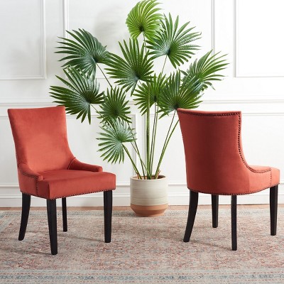 Transitional Velvet Parsons Side Chair with Birch Wood Legs