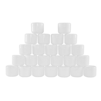 White 2 Ounce Plastic Jar Containers, 24 Pack of Storage Jars with Inner and Outer Lid By Hastings Home Travel, Cosmetic,  Liquid
