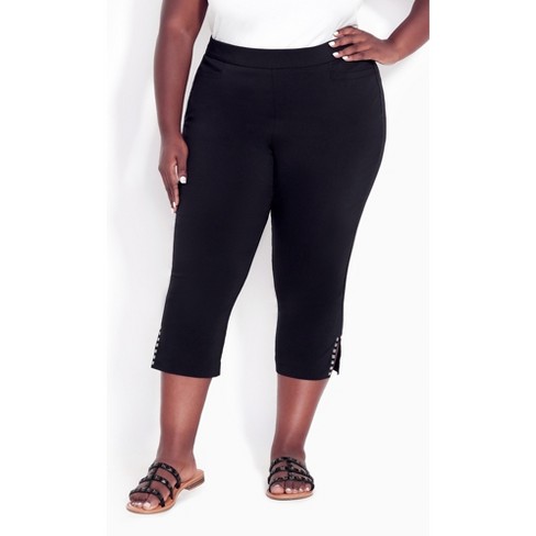 Ellos Women's Plus Size Stretch Cargo Capris Front And Side Pockets Casual  Cropped Pants - 14, Black : Target