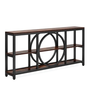 Lirago 70.9 "Industrial Farmhouse Console Table 3 Tier Storage Shelf Narrow Sofa Table Entryway MDF Sturdy Metal Frame White - 1 of 4