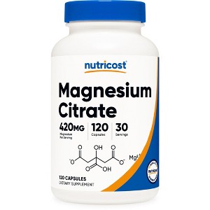 Nutricost Magnesium Citrate (420mg) 120 Veggie Capsules - 30 Servings, Gluten Free, GMO-Free Supplement - 1 of 4