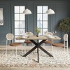 LeisureMod Ravenna 5-Piece Dining Set - 63" Rectangular MDF Top Dining Table in Maple & 4 Velvet Dining Chairs in White Steel Legs - 2 of 4