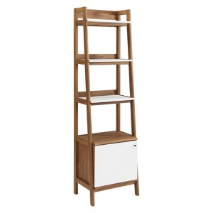 71" Bixby Bookshelf Display Walnut/White - Modway: Modern Vertical Storage, 4 Shelves, Metal Hardware - 1 of 4