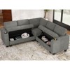 Belffin L-Shaped Fabric Sectional Couch - Modular Design with Hidden Storage & Removable Cup Holder - 3 of 4